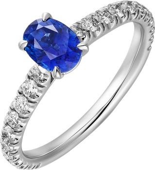 1895 solitaire, oval-cut sapphire, paved  1895 solitaire, oval-cut sapphire, paved