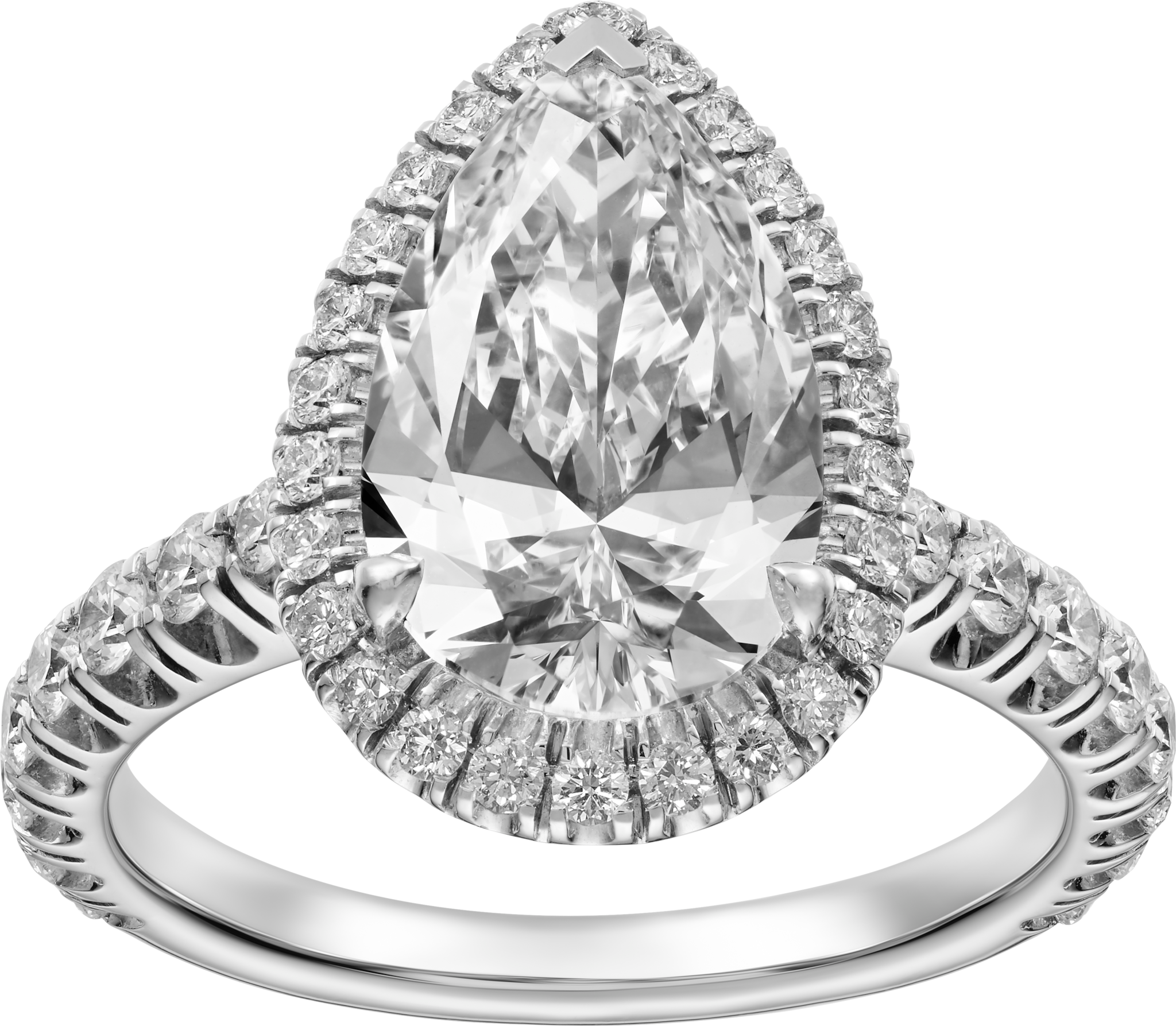 خاتم سوليتير "كارتييه دِستينيه"، ماسة بشكل الكمثرى، مرصوف 