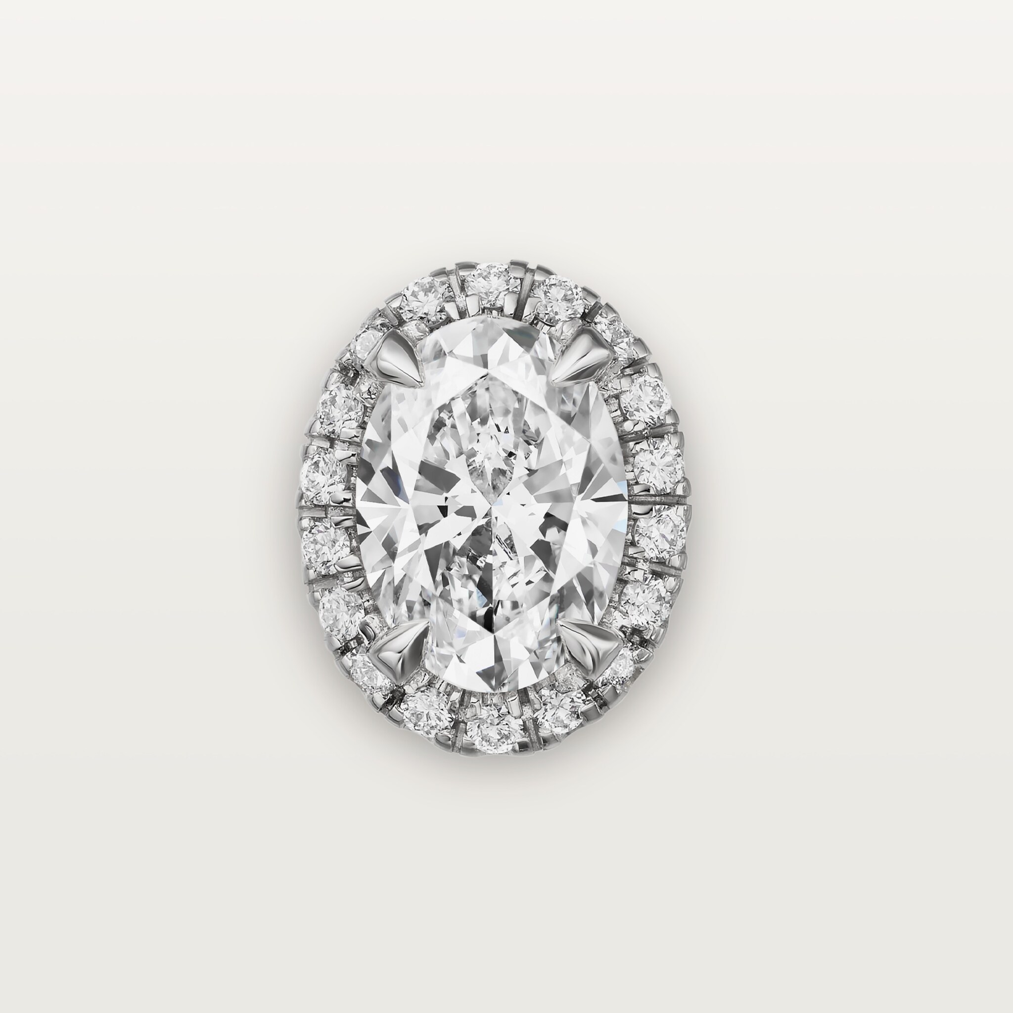 Cartier Destin&eacute;e stud earrings, 2 oval-cut diamonds, paved