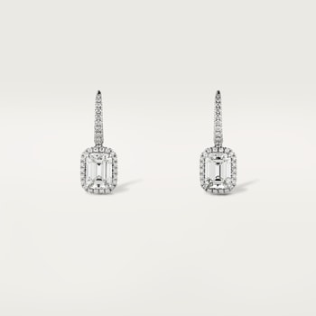 Cartier Destinée sleeper earrings, 2 emerald-cut diamonds, paved Cartier Destinée sleeper earrings, 2 emerald-cut diamonds, paved