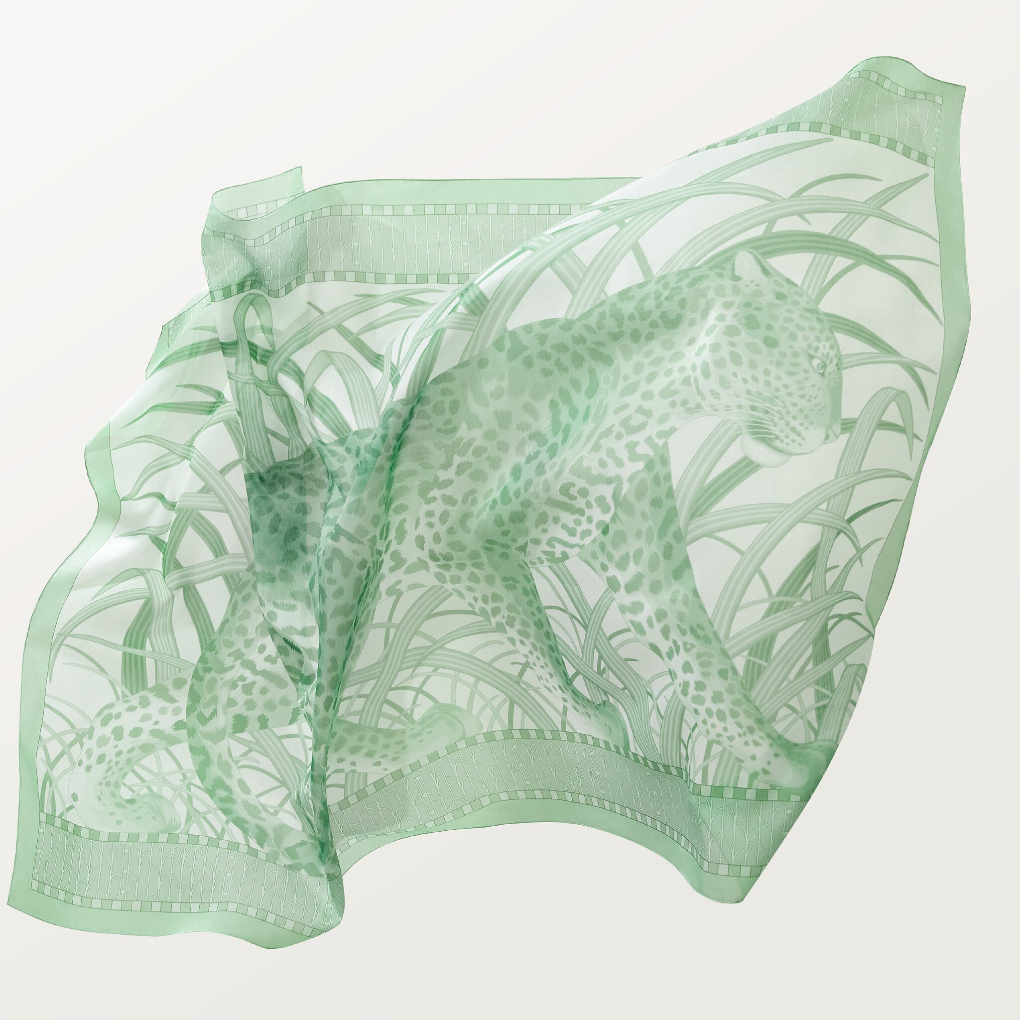 Rectangular scarf, Panther in the Jungle