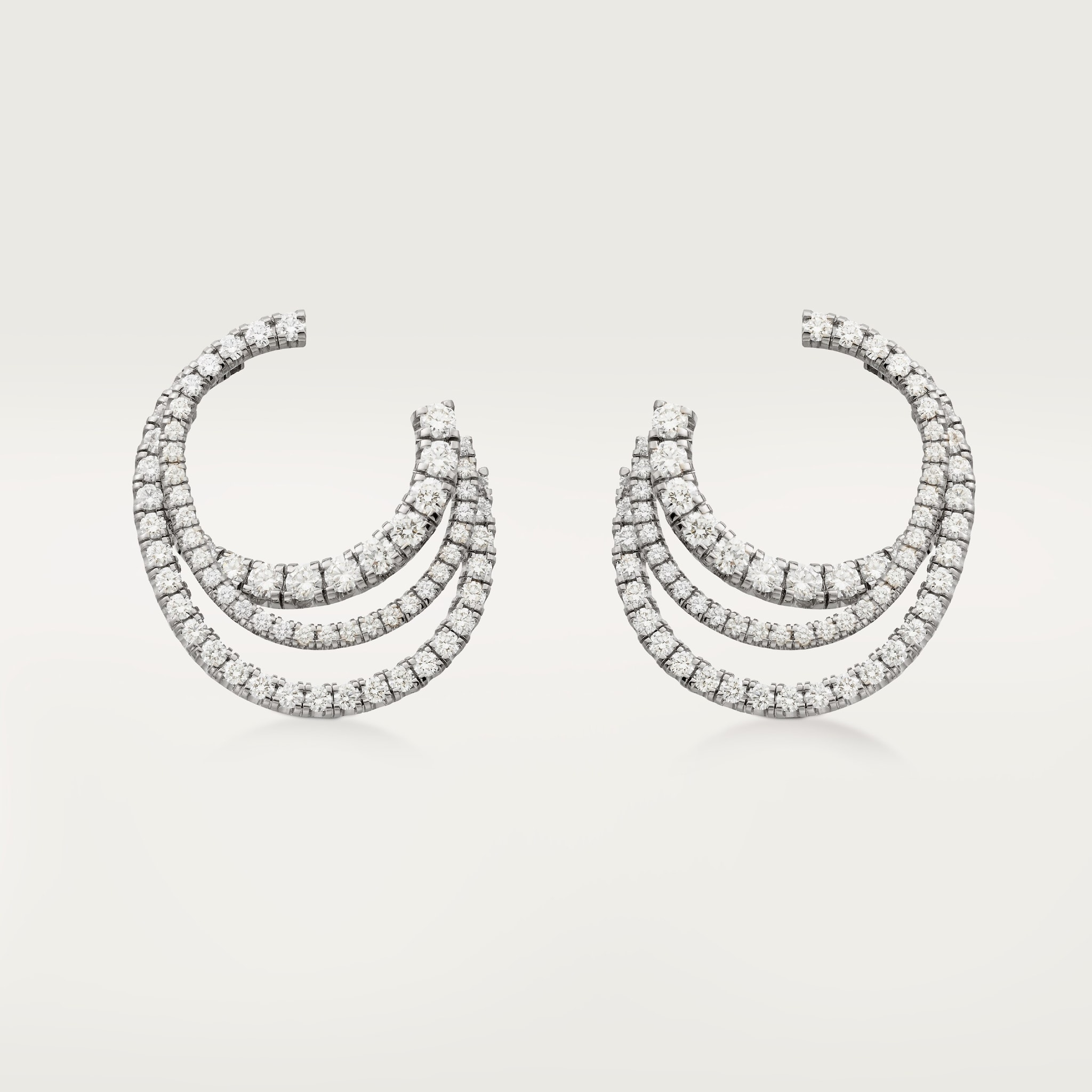 Etincelle de Cartier hoop earrings, triple row, paved