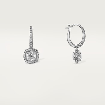 Cartier Destinée sleeper earrings, 2 cushion-cut diamonds, paved Cartier Destinée sleeper earrings, 2 cushion-cut diamonds, paved