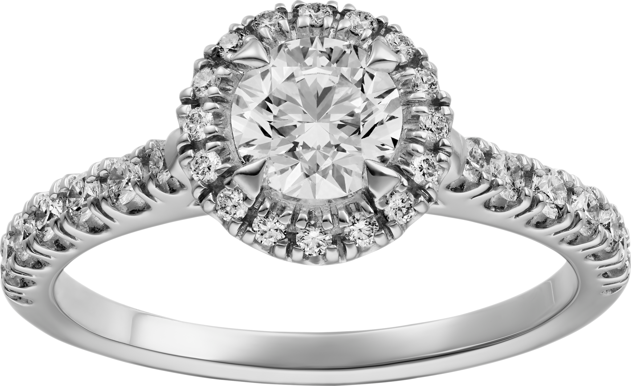 خاتم سوليتير "كارتييه دِستينيه"، ماسة بقطع بريانت الحديث البرّاق، مرصوف 