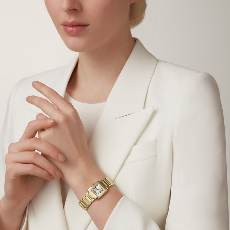 Cartier gold tank watch womens best sale