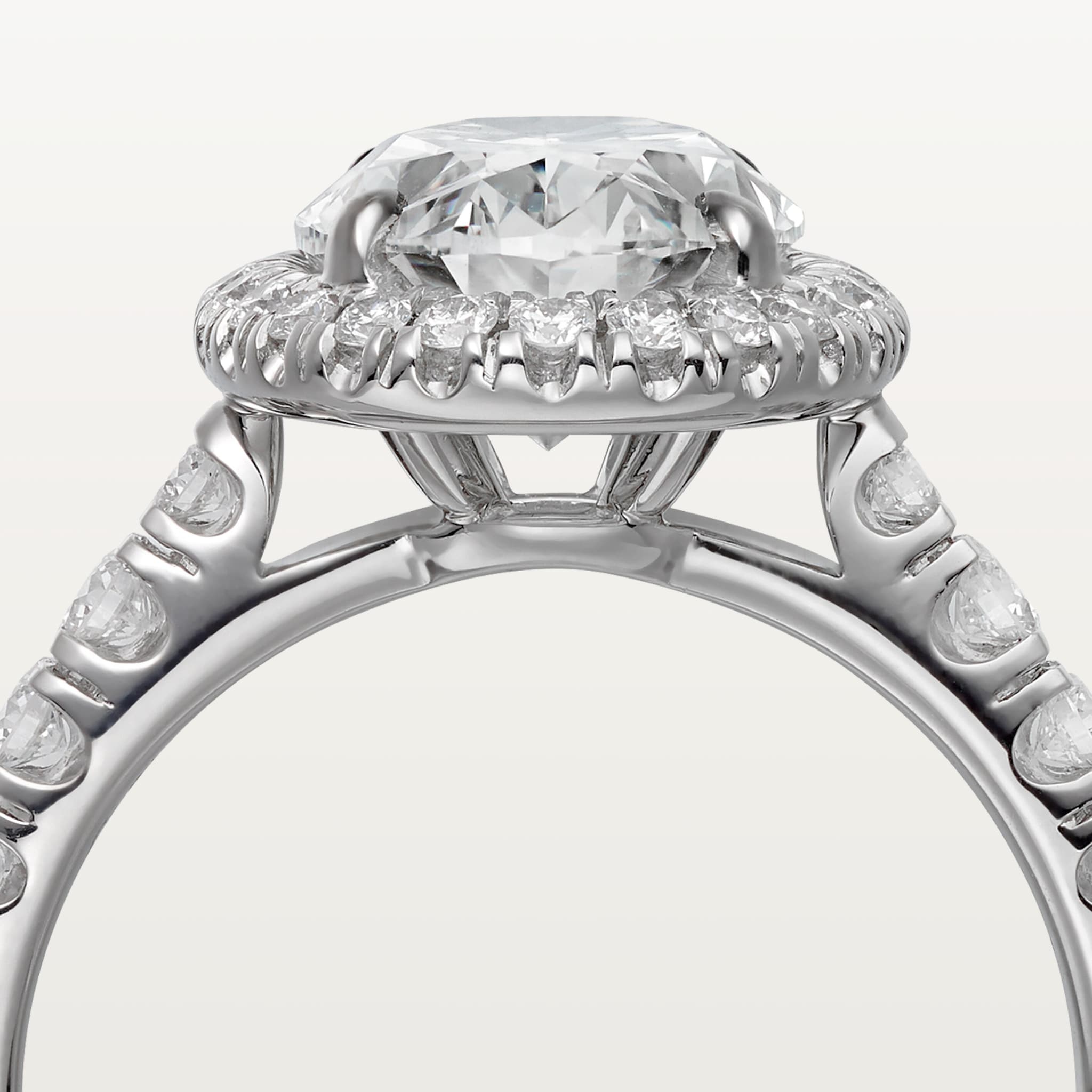 Cartier Destin&eacute;e solitaire, oval-cut diamond, paved 