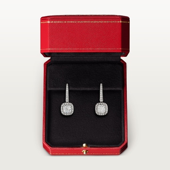 Cartier Destinée sleeper earrings, 2 emerald-cut diamonds, paved Cartier Destinée sleeper earrings, 2 emerald-cut diamonds, paved