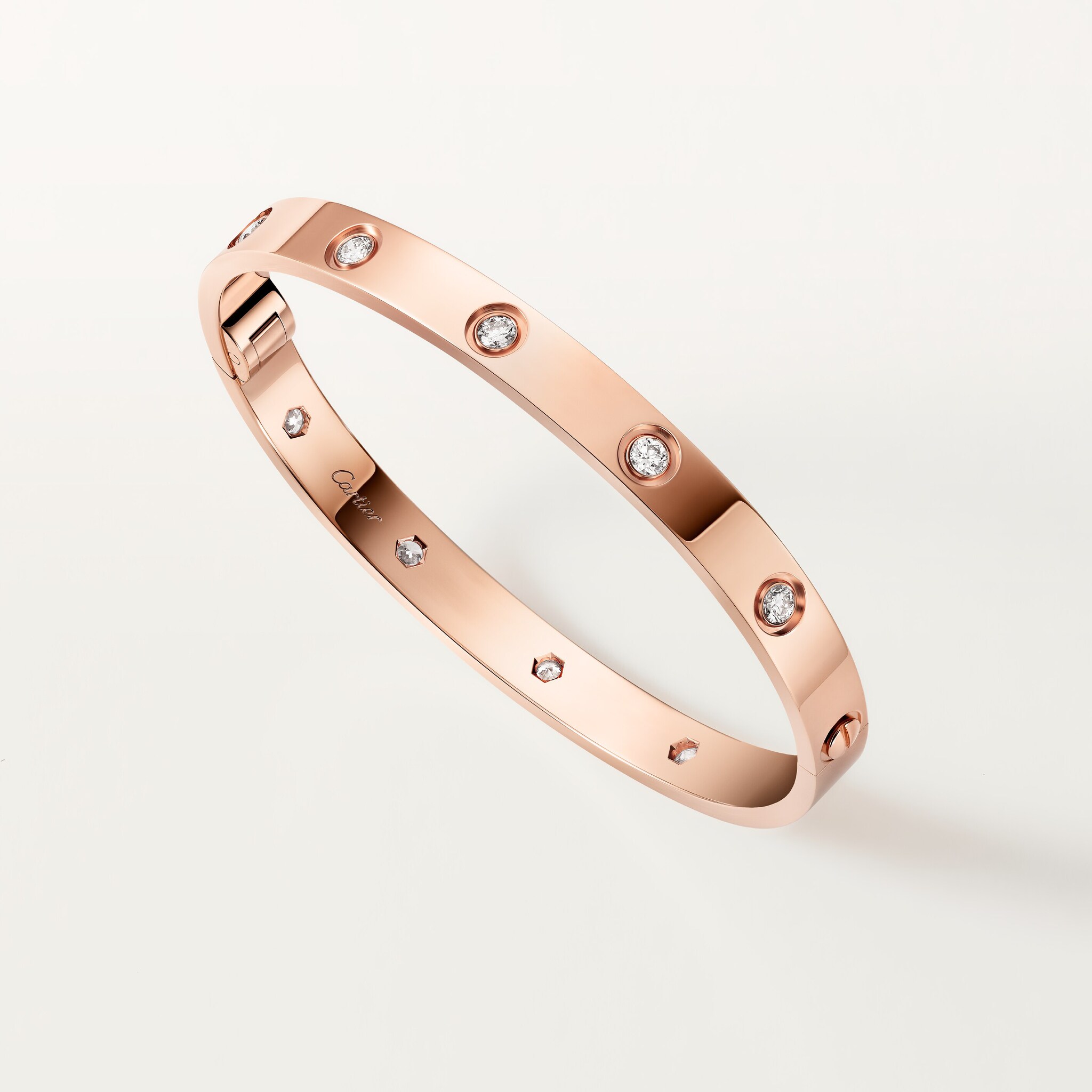 Bracelet #LOVE#, mod&egrave;le classique, 10 diamants, fermeture une vis