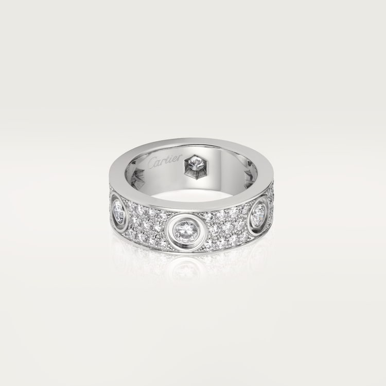 Cartier LOVE ring classic model paved 6 diamonds Ring White gold Diamond