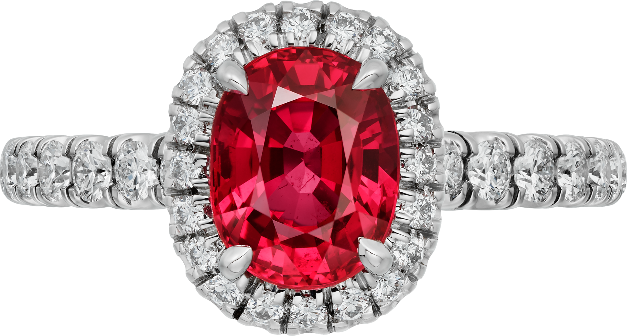 Cartier Destin&eacute;e solitaire, oval-cut ruby, paved 