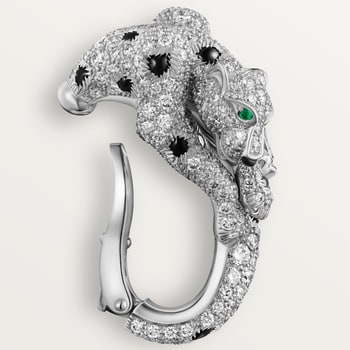 Panthère de Cartier earrings, cushion-cut diamond, paved Panthère de Cartier earrings, cushion-cut diamond, paved