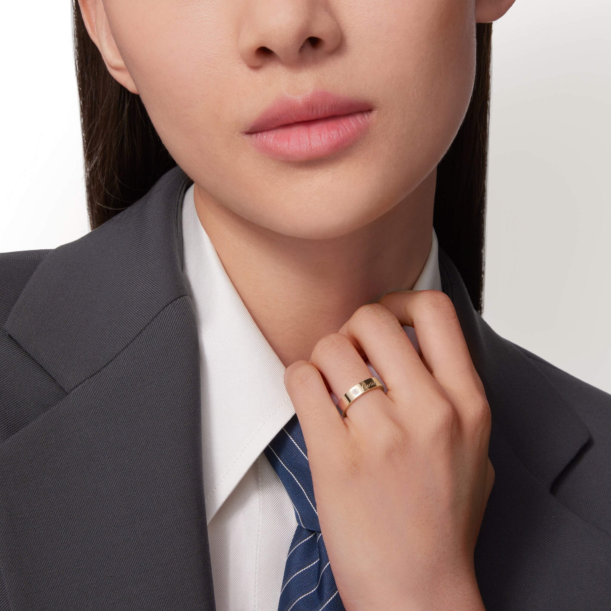 C de Cartier wedding ring, 4 mm width, 1 diamond