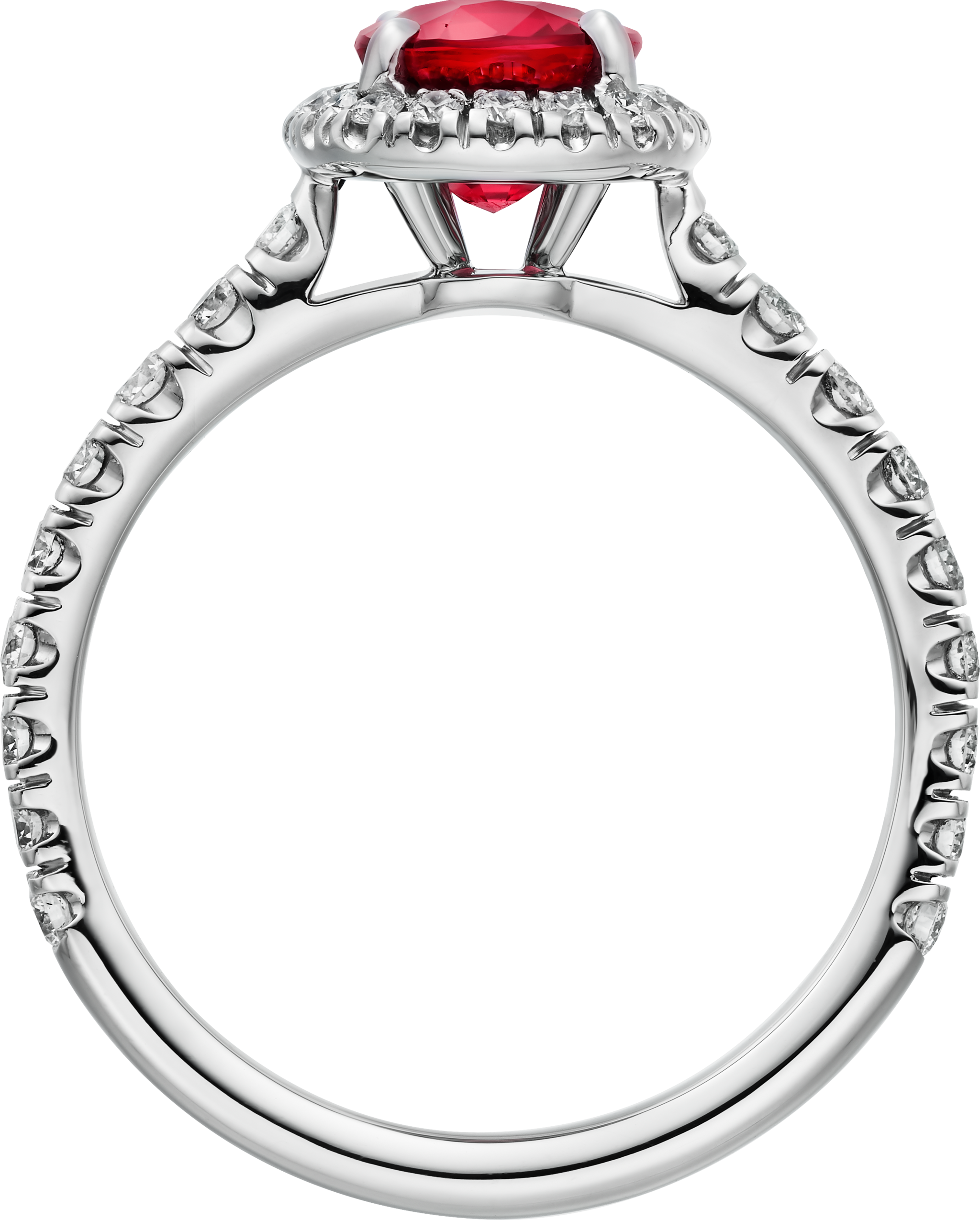 Cartier Destin&eacute;e solitaire, oval-cut ruby, paved 