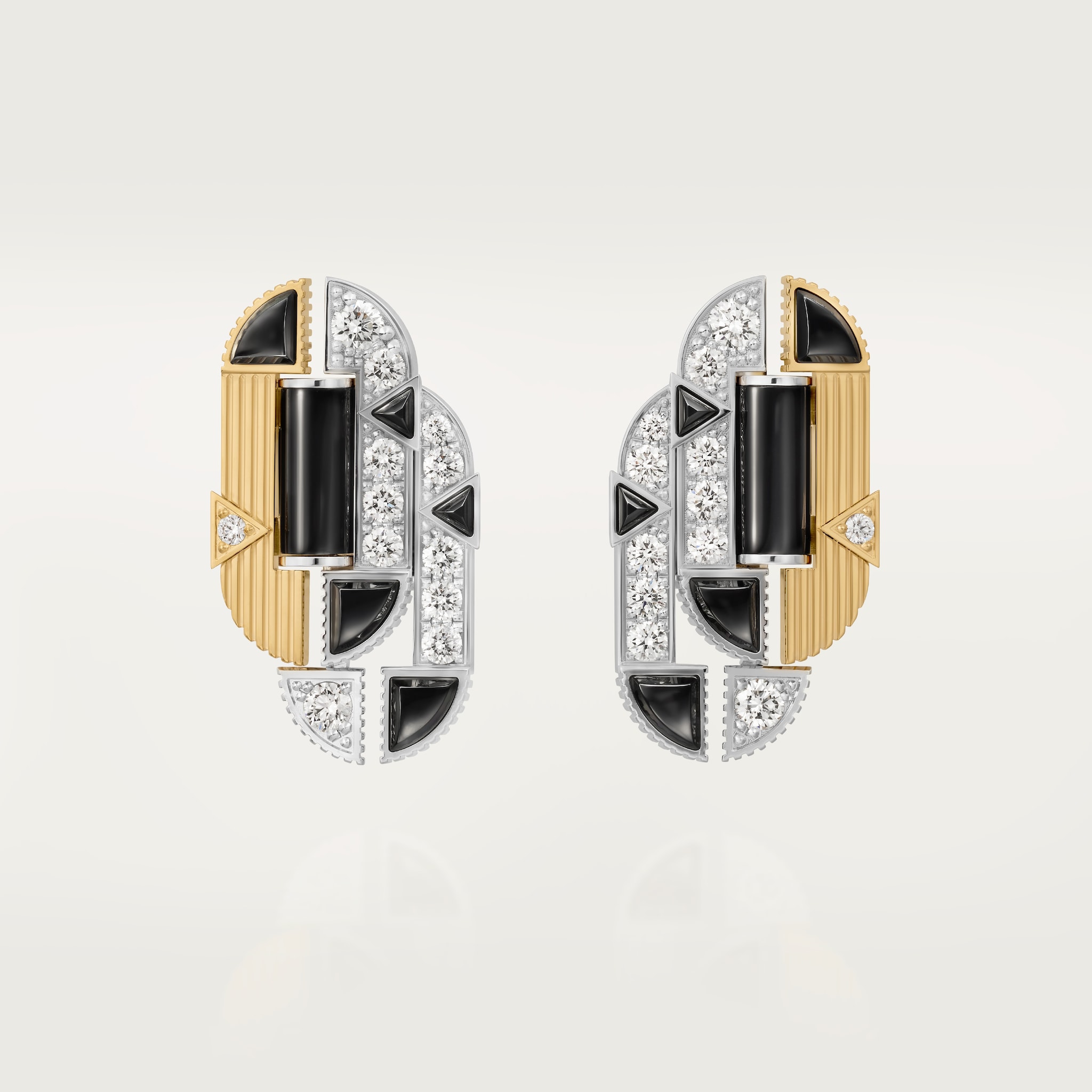 G&eacute;om&eacute;trie & Contrastes earrings, onyx, paved