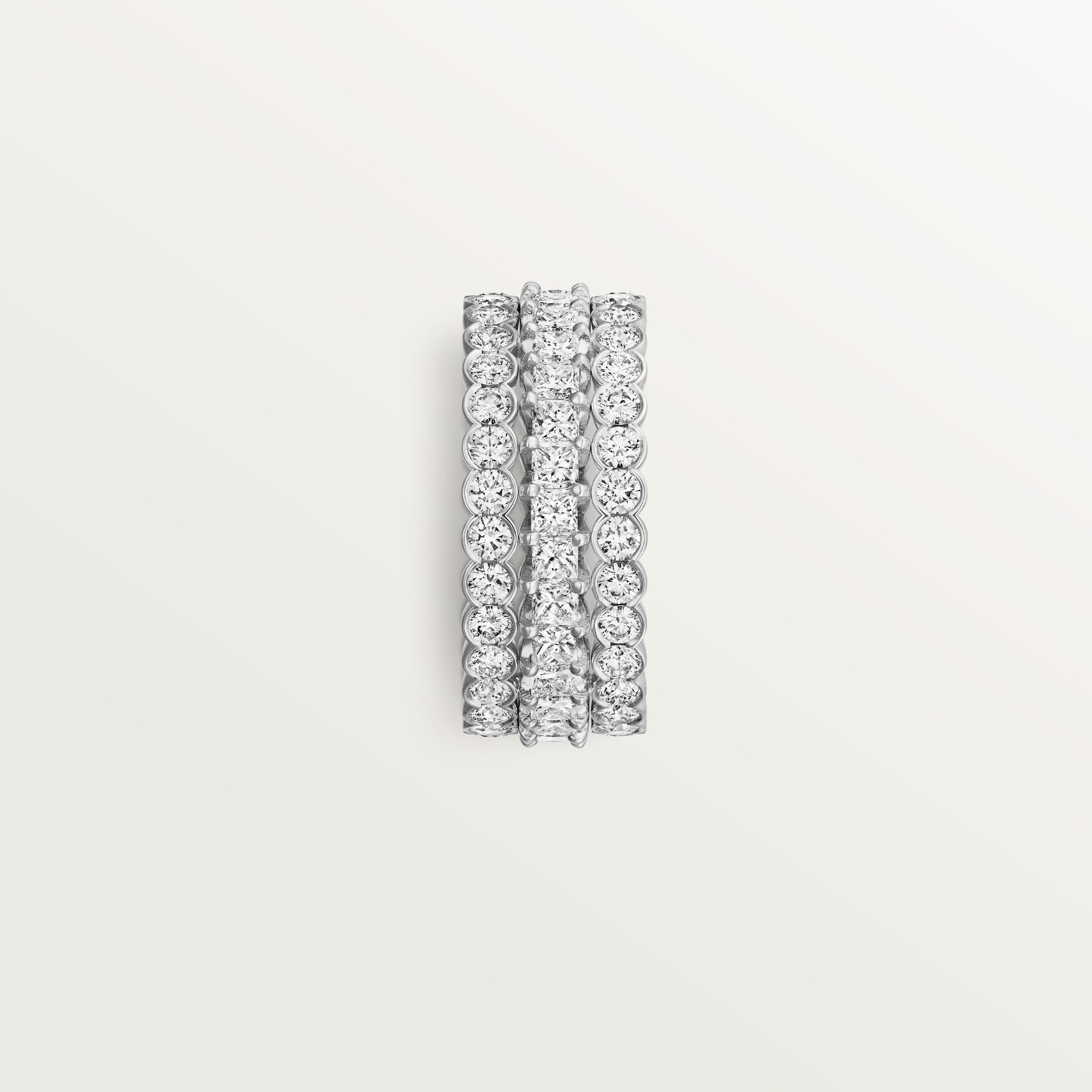 Broderie de Cartier ring, triple row, diamonds
