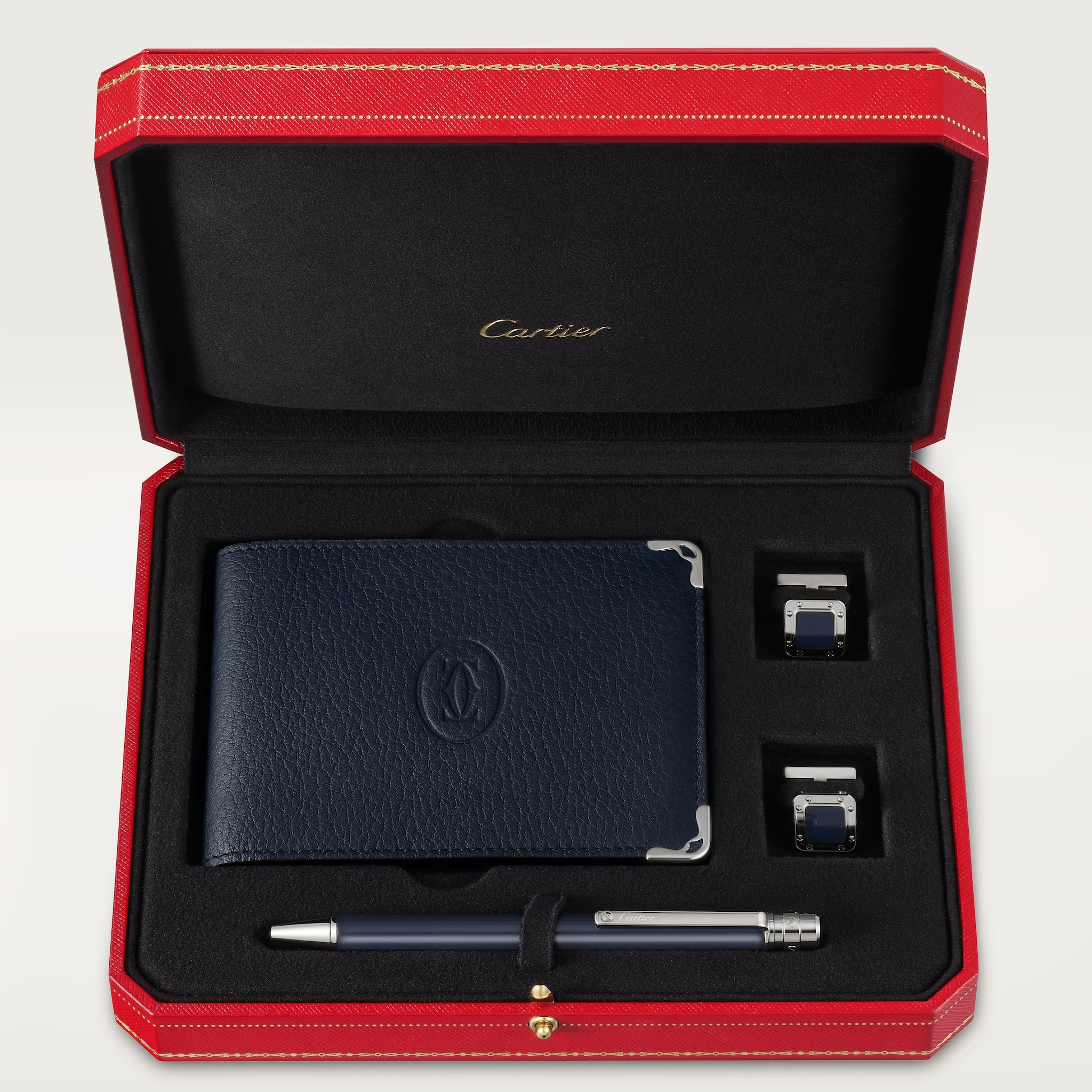 Cartier ケース セット Santos de Cartier cufflinks, pen and wallet set