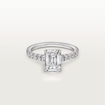 1895 solitaire, emerald-cut diamond, paved  1895 solitaire, emerald-cut diamond, paved