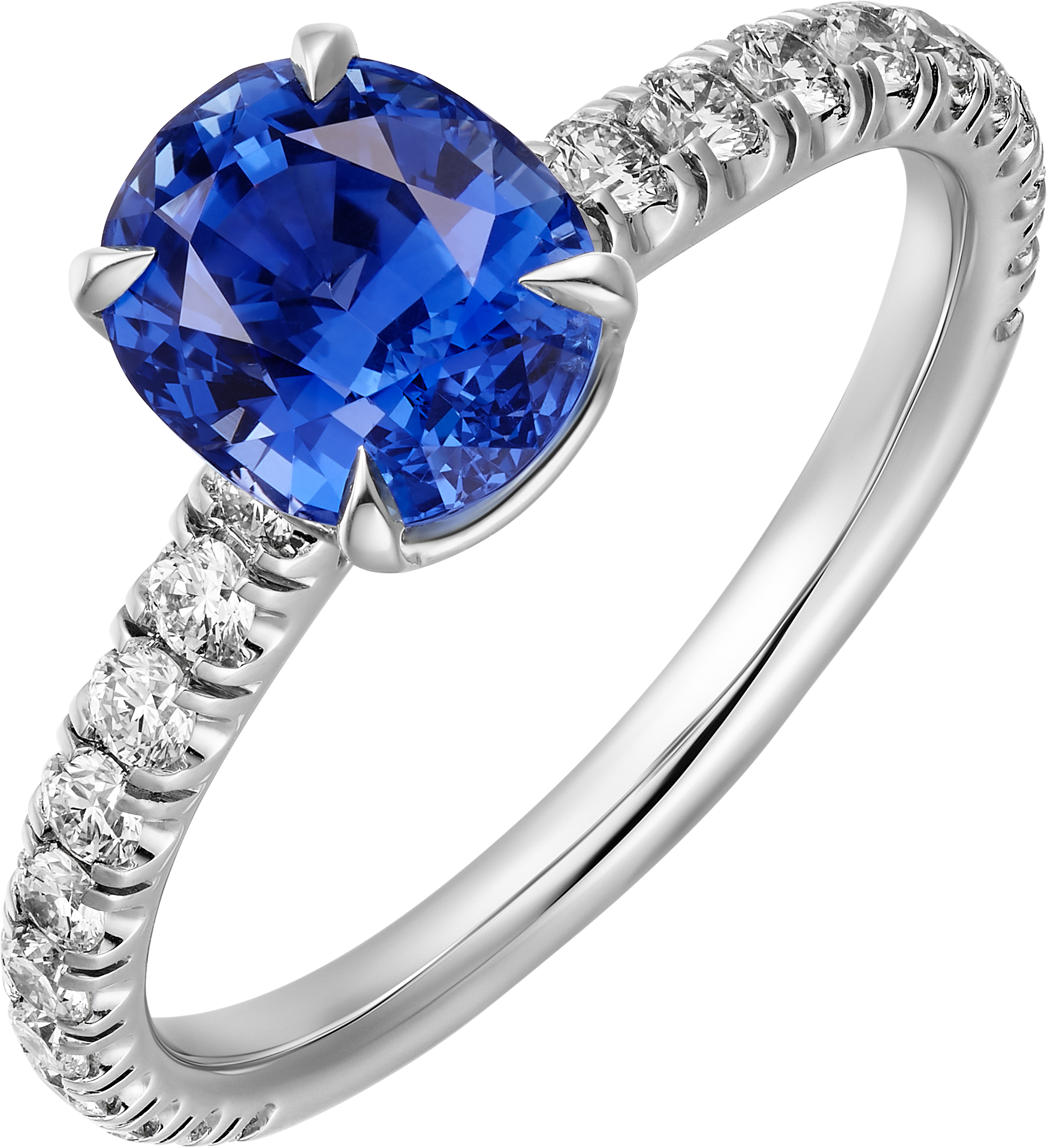 1895 solitaire, oval-cut sapphire, paved 