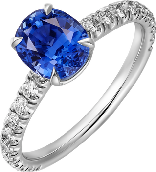 1895 solitaire, oval-cut sapphire, paved  1895 solitaire, oval-cut sapphire, paved