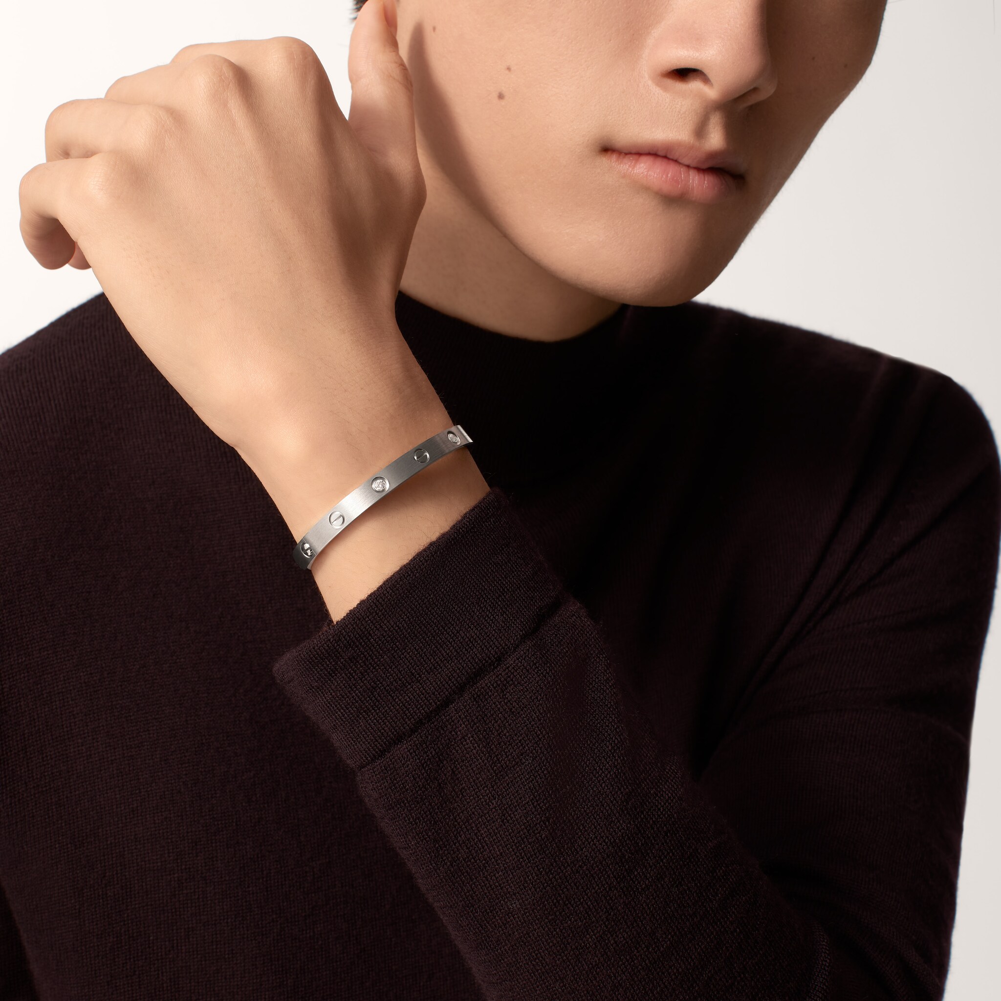 #LOVE# bracelet, classic model, brushed, 4 diamonds