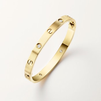 Bracelet #LOVE#, modèle classique, finition brossée, 4 diamants
