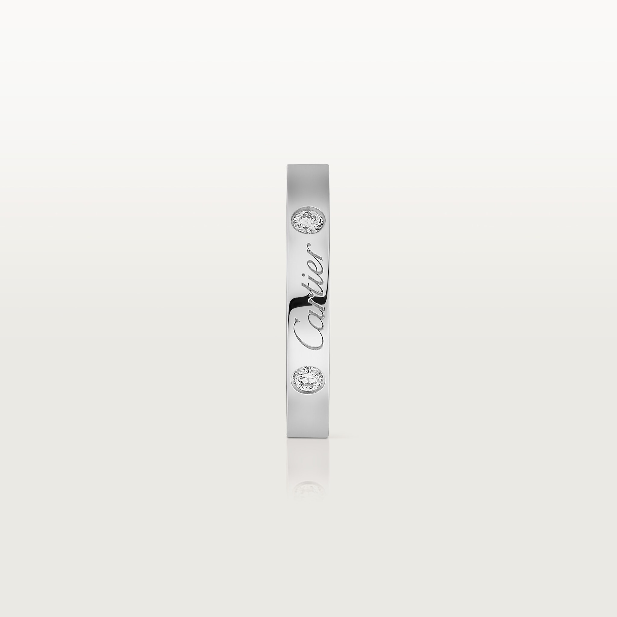 C de Cartier wedding band, 3 mm width, 2 diamonds