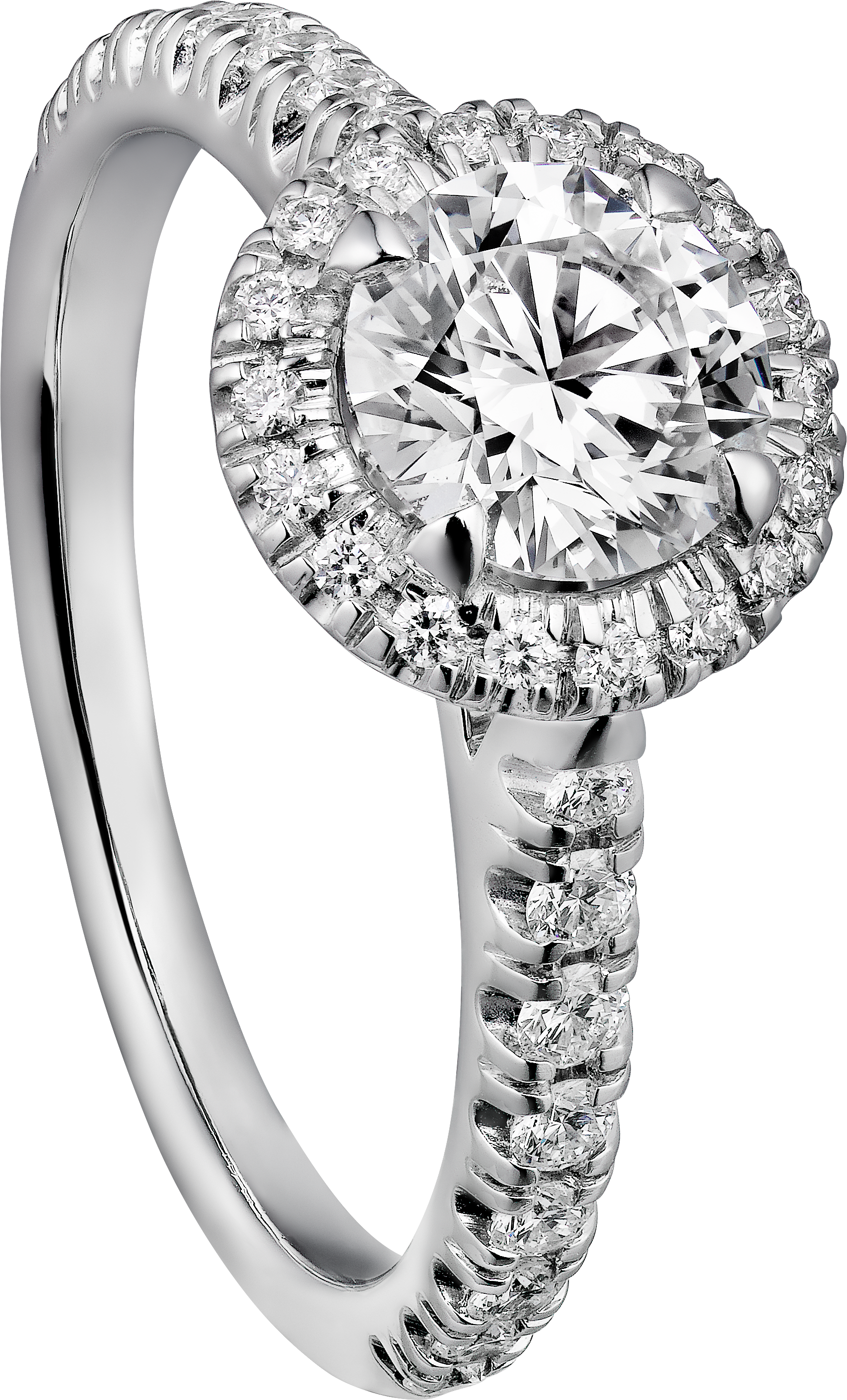 Cartier Destin&eacute;e solitaire, brilliant-cut diamond, paved 