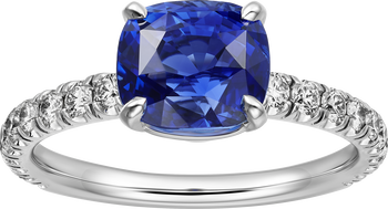 1895 solitaire, cushion-cut sapphire, paved  1895 solitaire, cushion-cut sapphire, paved