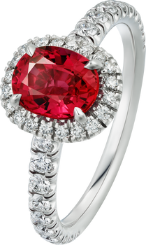 Cartier Destinée solitaire, oval-cut ruby, paved  Cartier Destinée solitaire, oval-cut ruby, paved