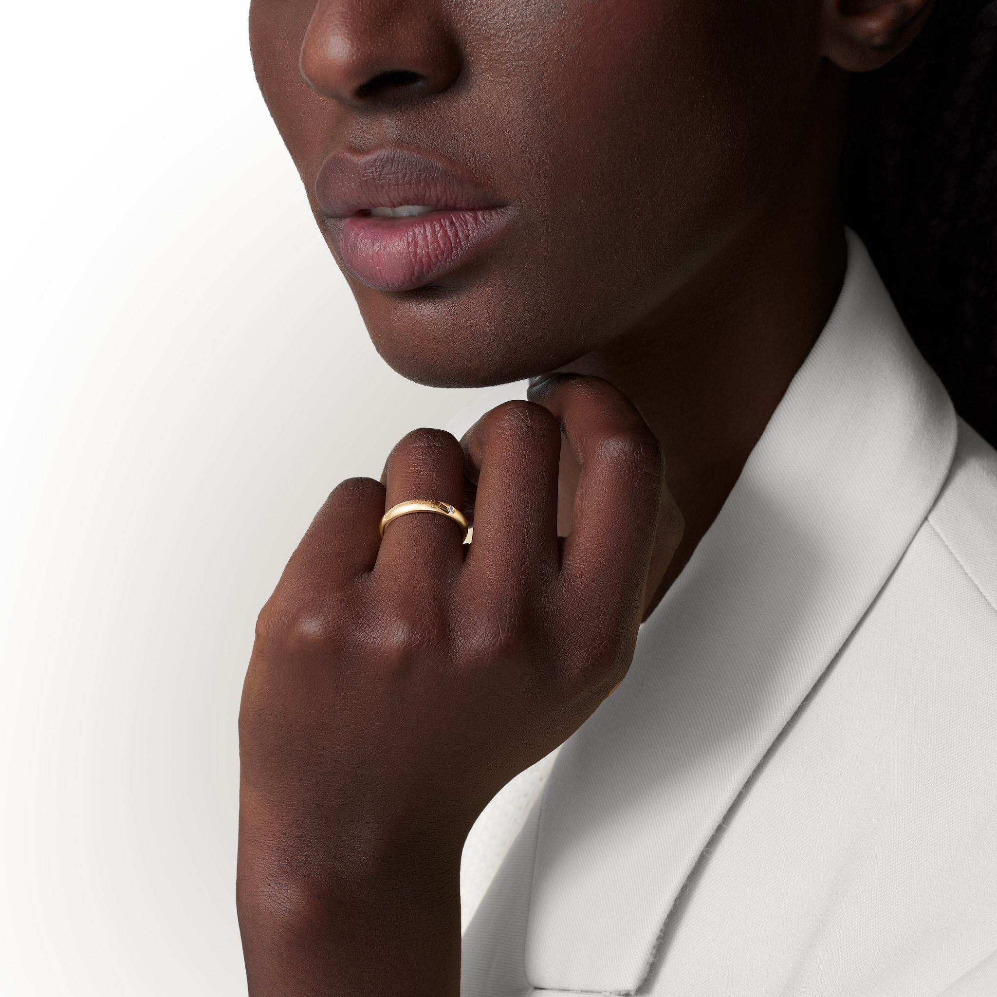 C de Cartier wedding band, 3 mm width, 1 diamond