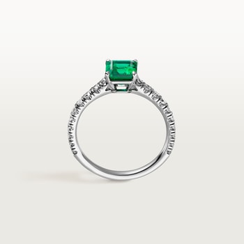 1895 solitaire, emerald-cut emerald, paved  1895 solitaire, emerald-cut emerald, paved