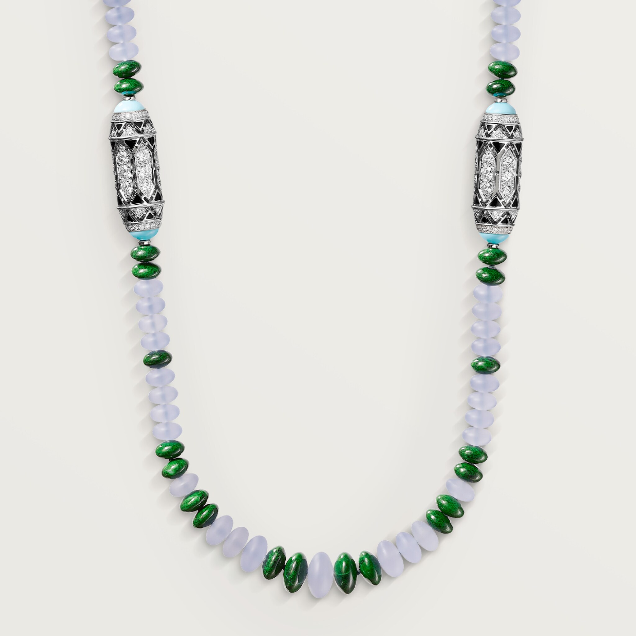 Collier G&eacute;ometrie & Contrastes, calc&eacute;doine , pav&eacute;