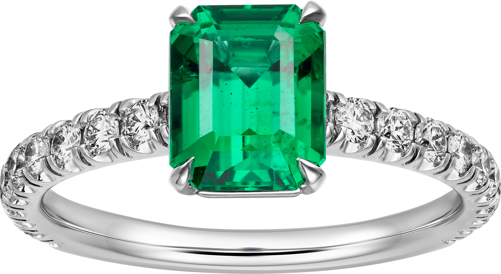 1895 solitaire, emerald-cut emerald, paved 