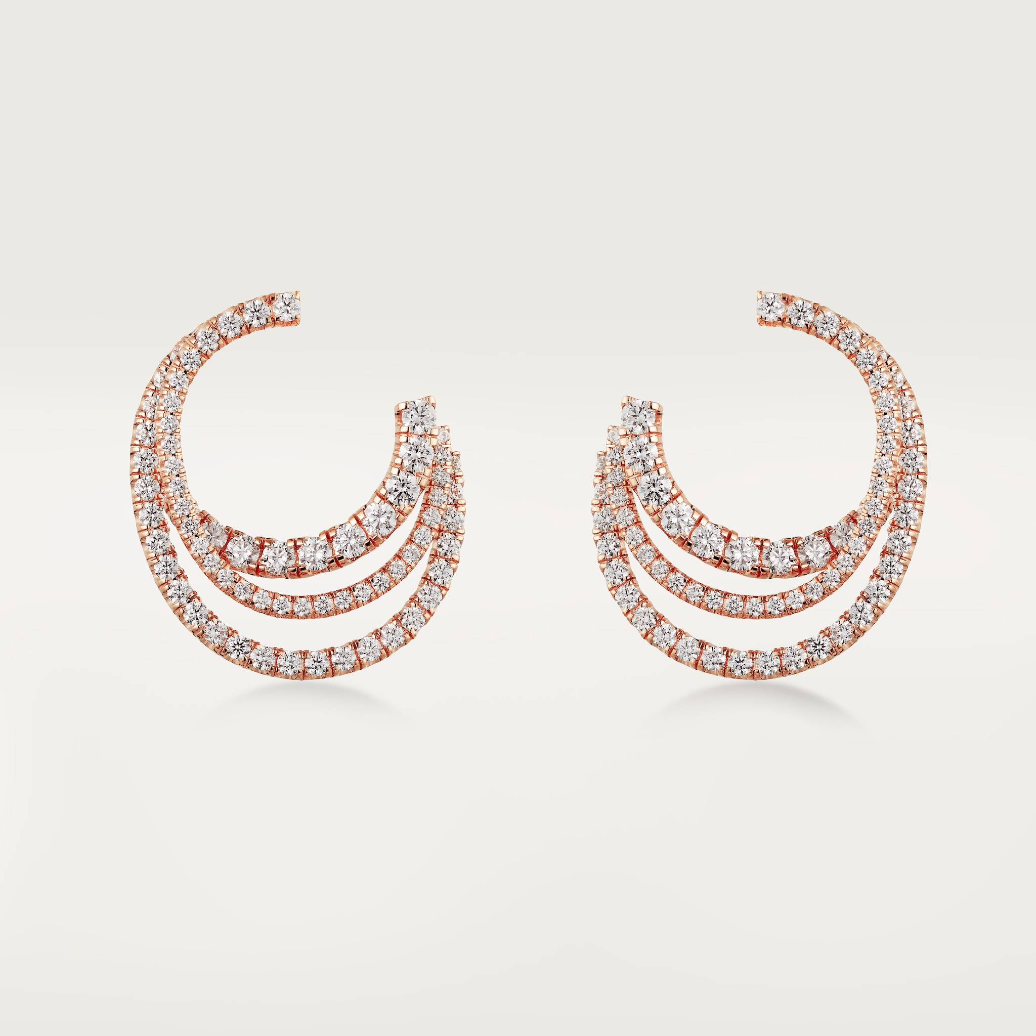 Etincelle de Cartier hoop earrings, triple row, paved