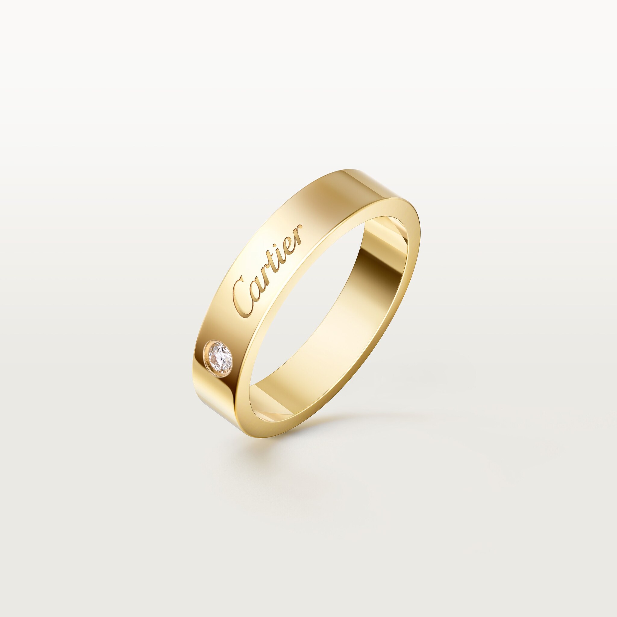 C de Cartier wedding ring, 4 mm width, 1 diamond
