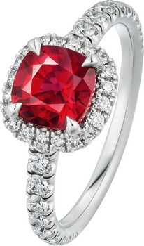 Cartier Destinée solitaire, cushion-cut ruby, paved  Cartier Destinée solitaire, cushion-cut ruby, paved