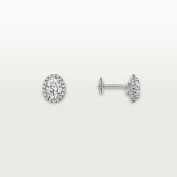 Cartier Destinée stud earrings, 2 oval-cut diamonds, paved Cartier Destinée stud earrings, 2 oval-cut diamonds, paved