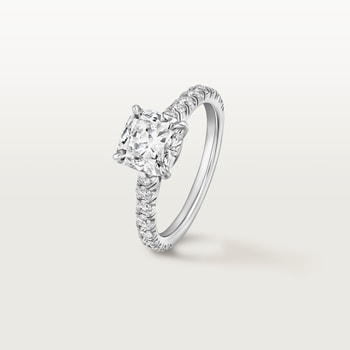 1895 solitaire, cushion-cut diamond, paved  1895 solitaire, cushion-cut diamond, paved