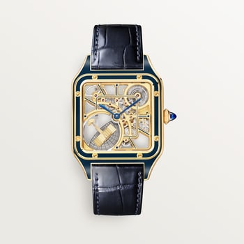 Santos-Dumont skeleton watch equipped with a micro-rotor Santos-Dumont skeleton watch equipped with a micro-rotor