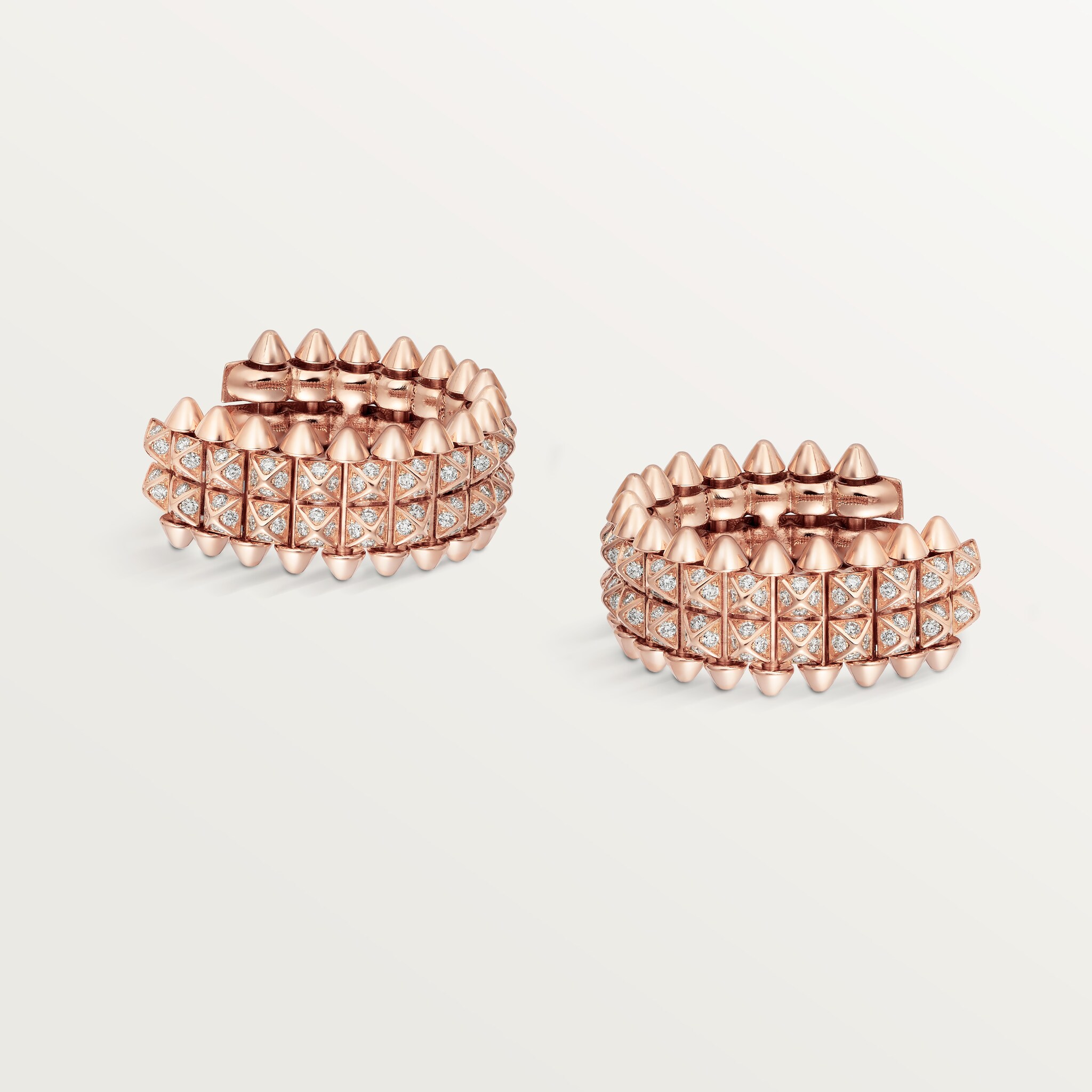 Clash de Cartier hoop earrings, double row, paved