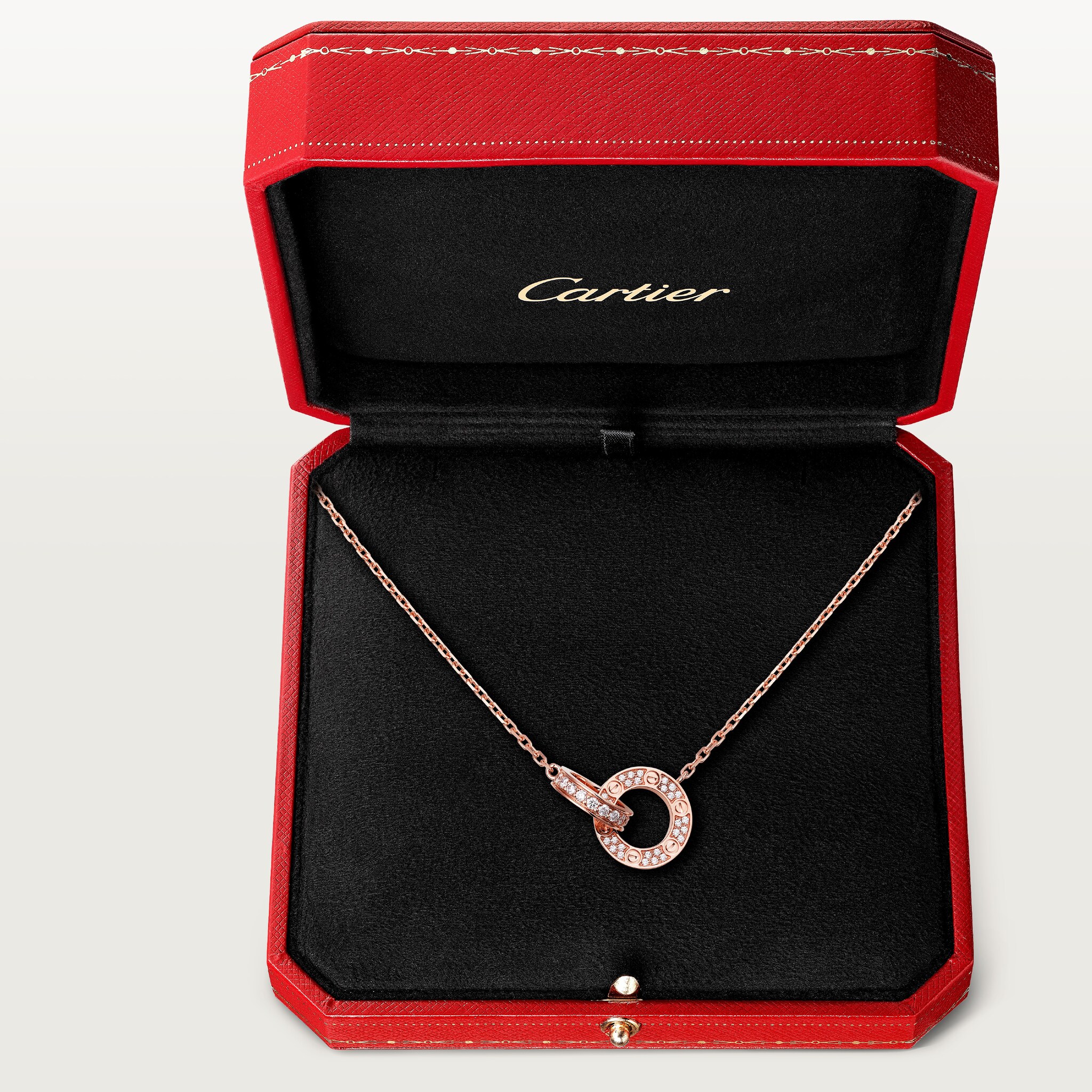 Cartier ローズゴールド ネックレス CARTIER Necklace Love Circle 3P Diamond Ceramic K18 Pink
