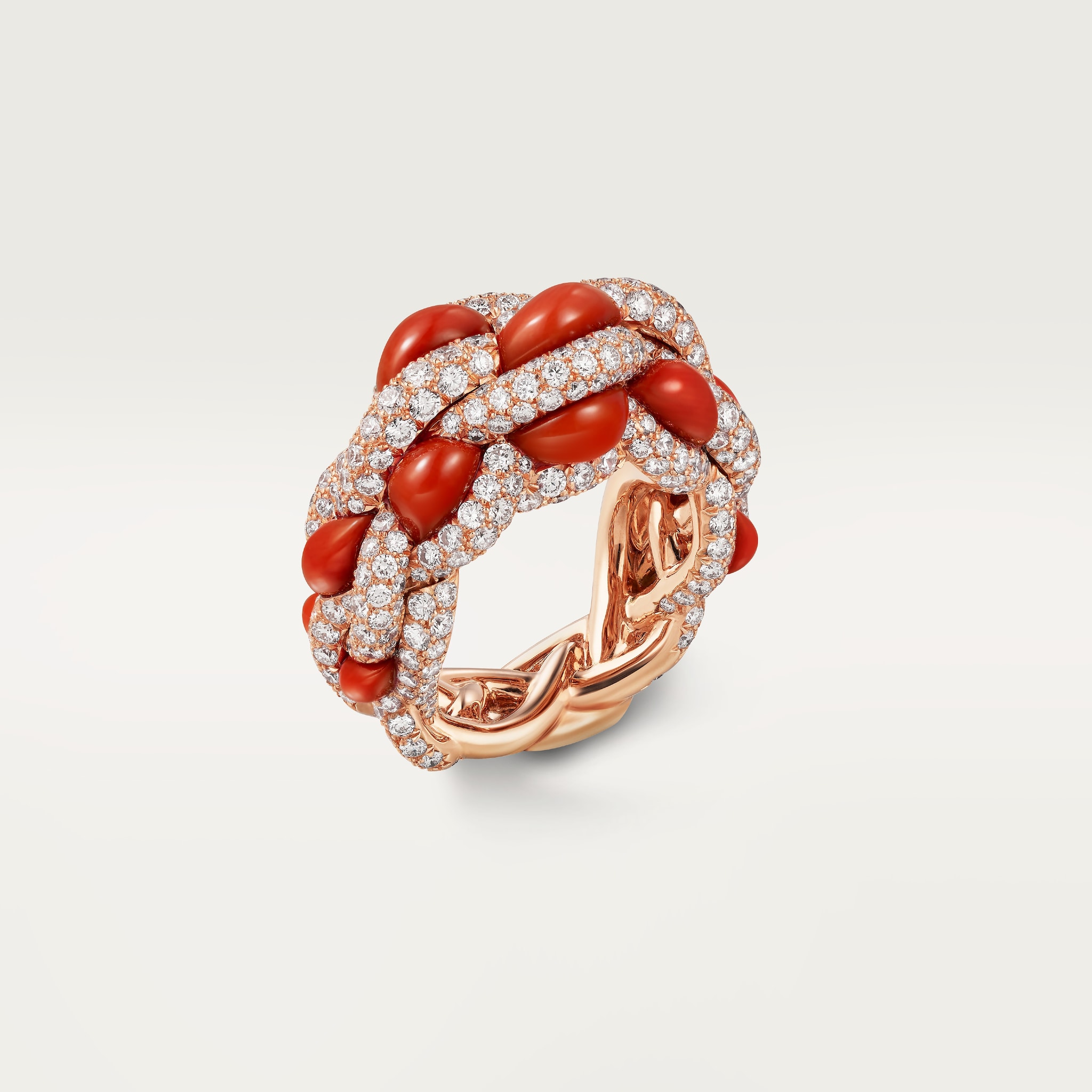 Cartier Libre Tressage ring, coral, image 1
