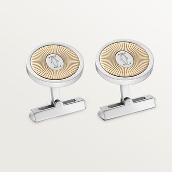 Double C de Cartier logo cufflinks with gold and silver Sunray motif Double C de Cartier logo cufflinks with gold and silver Sunray motif