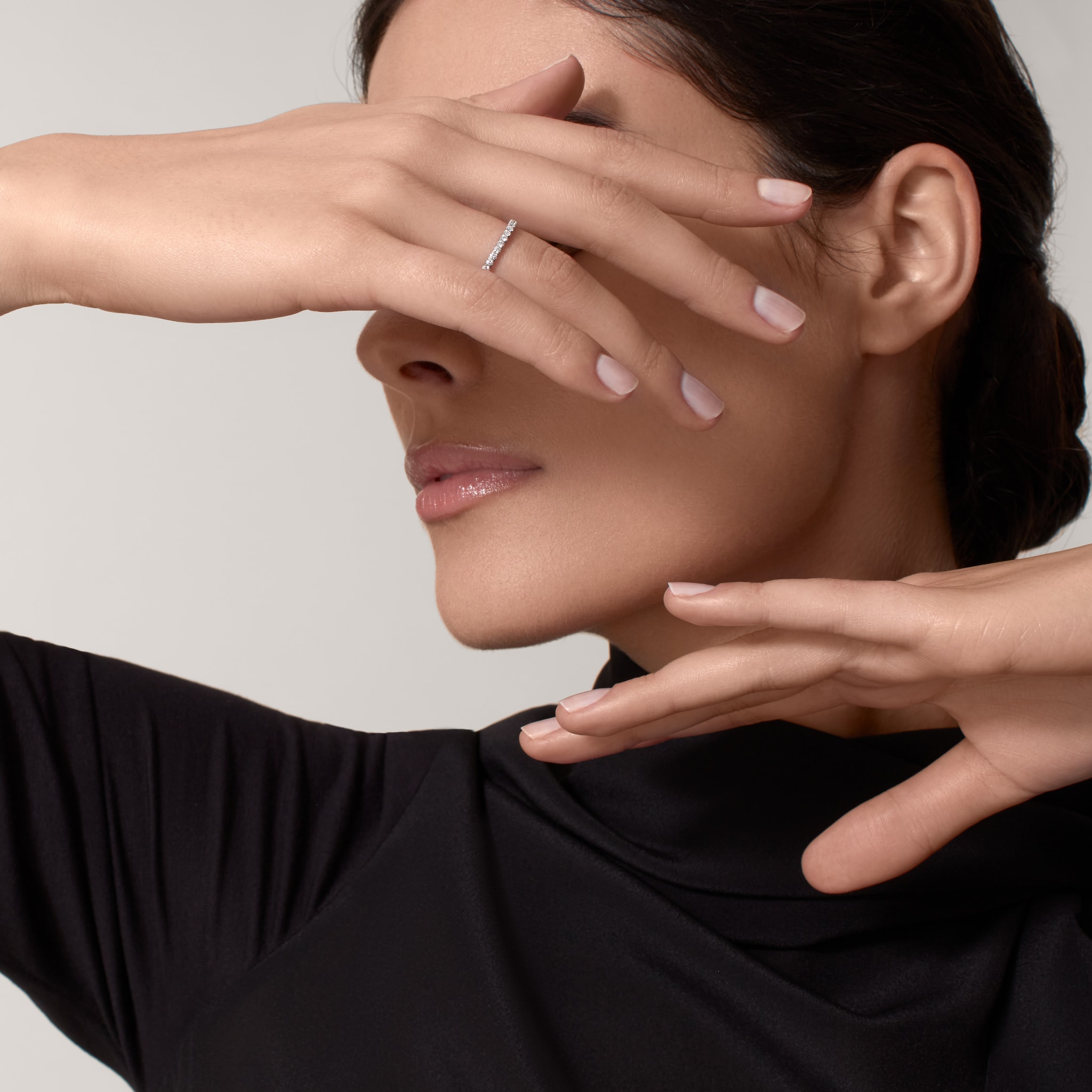 Etincelle de Cartier wedding band, 2 mm width, semi-paved, image 3