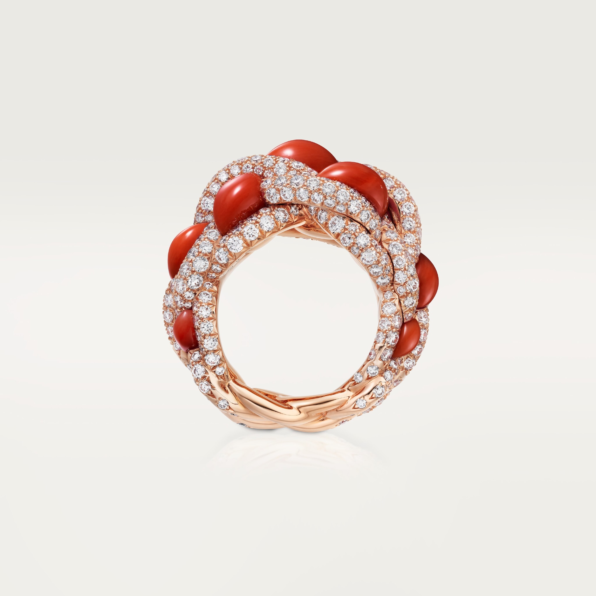 Cartier Libre Tressage ring, coral, image 3