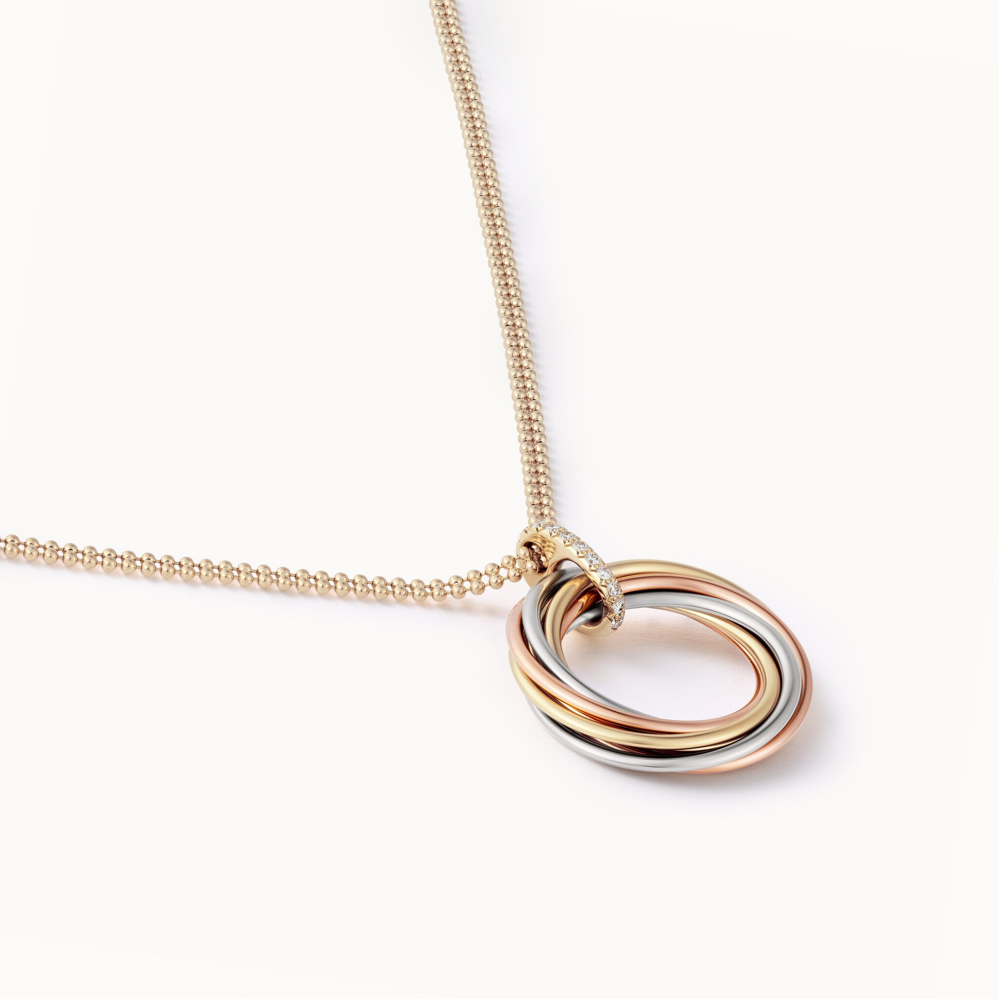 Trinity pendant, seven rows, diamonds