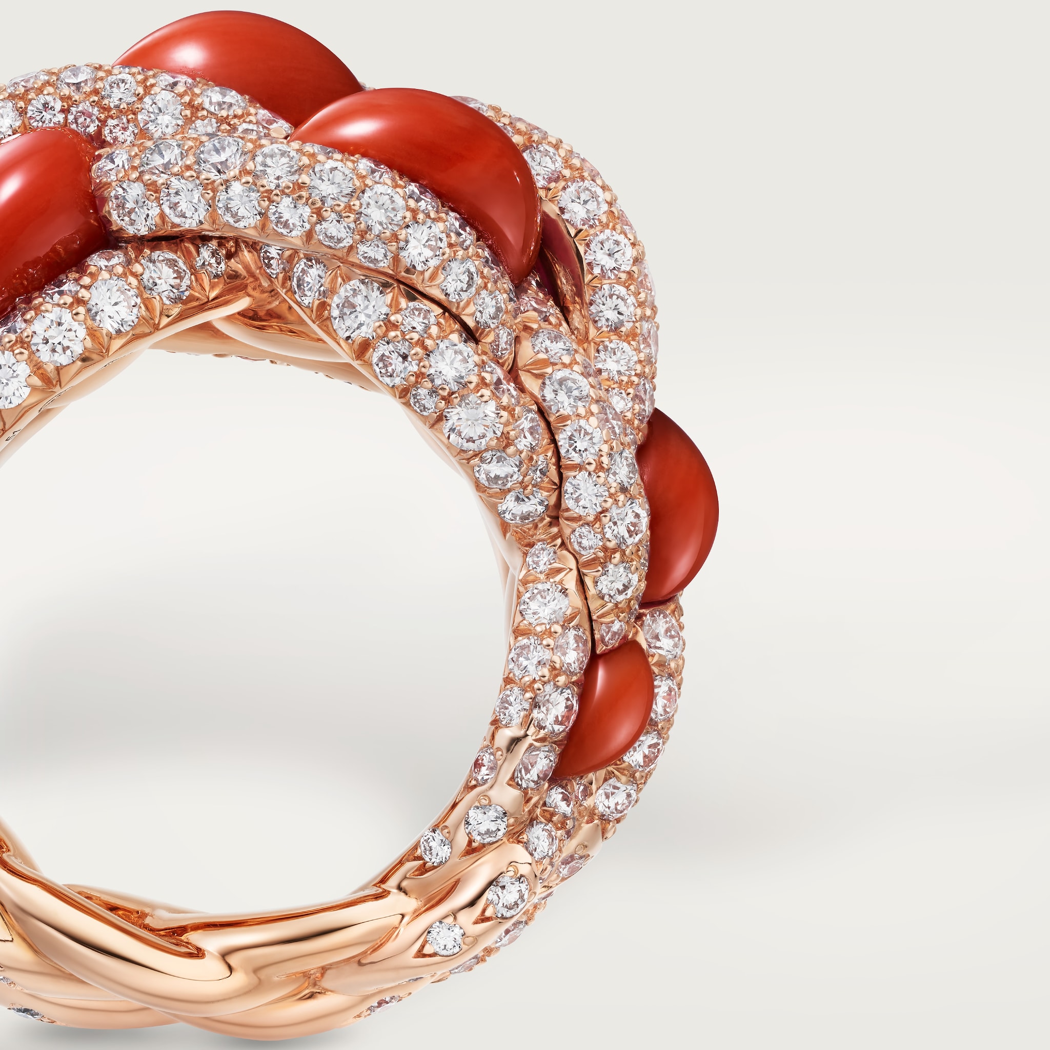 Cartier Libre Tressage ring, coral, image 8