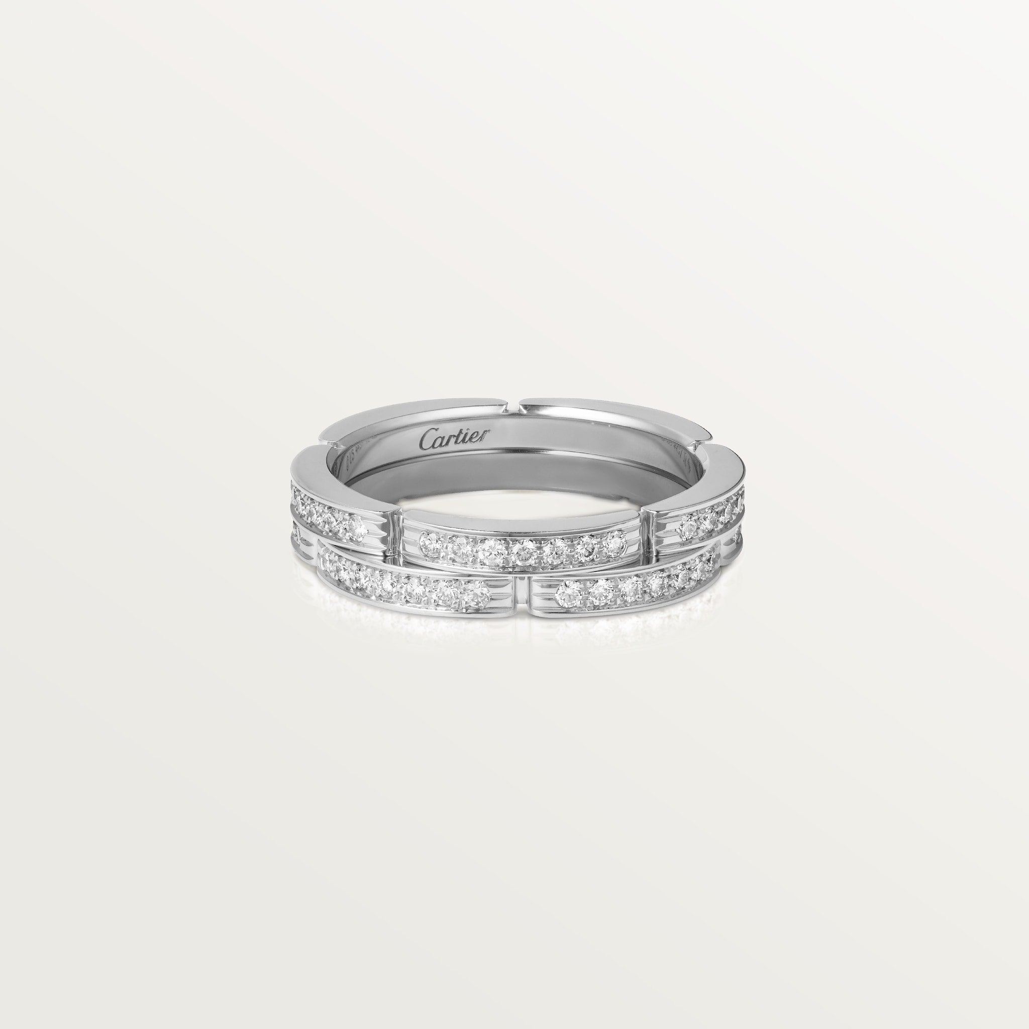 Maillon Panth&egrave;re wedding band, double row, half-paved