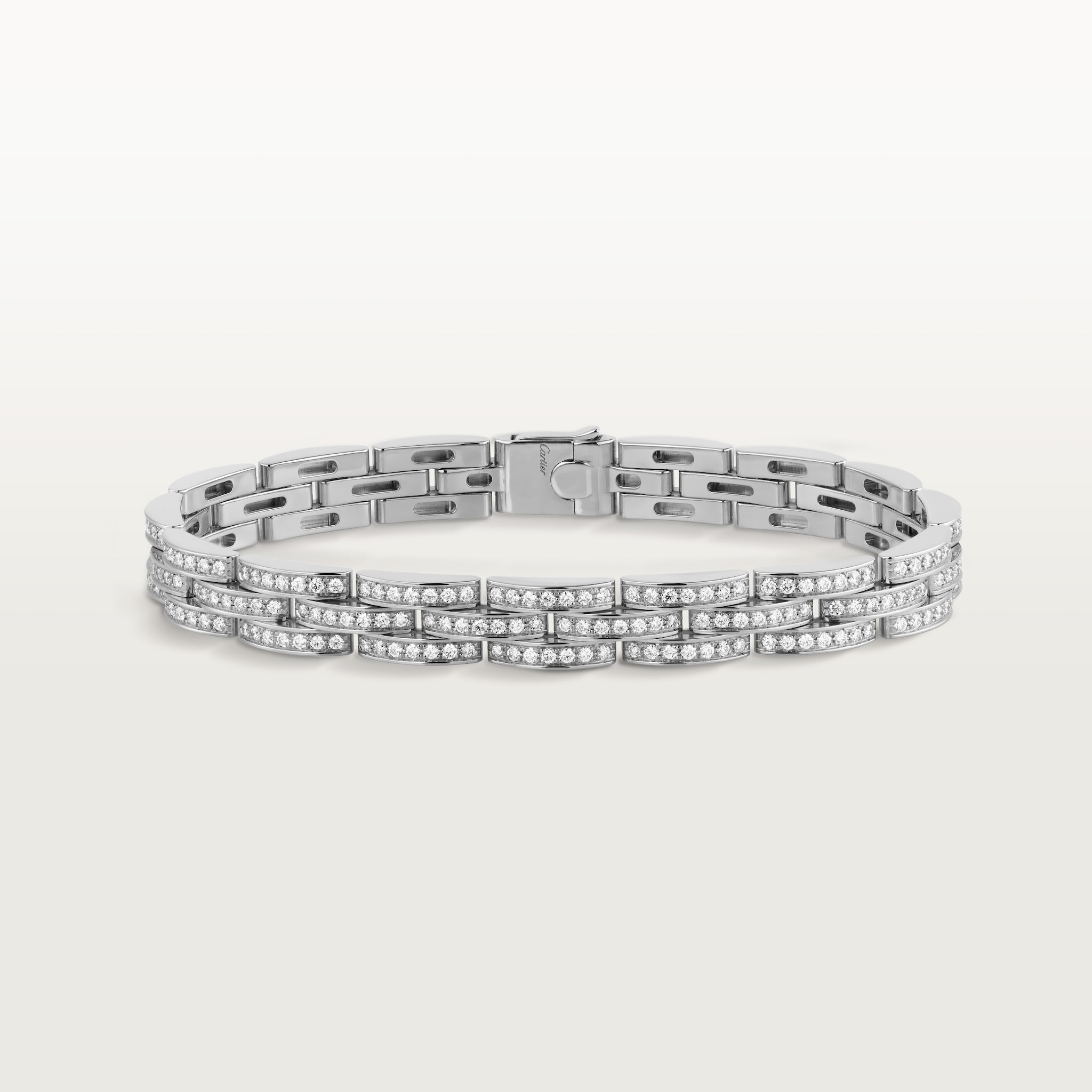 Maillon Panth&egrave;re bracelet, triple row, paved 