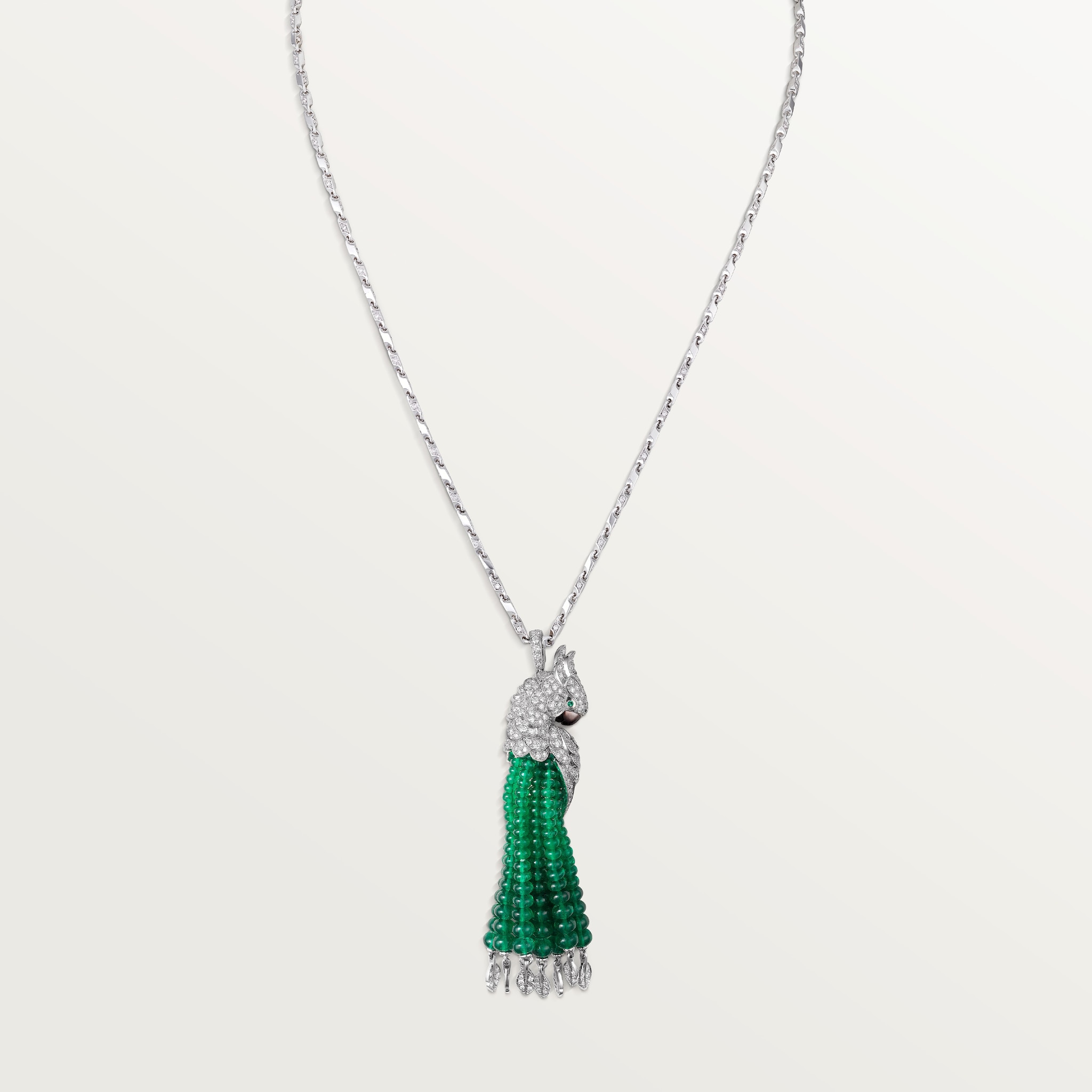Faune et Flore de Cartier necklace, emerald beads, paved 